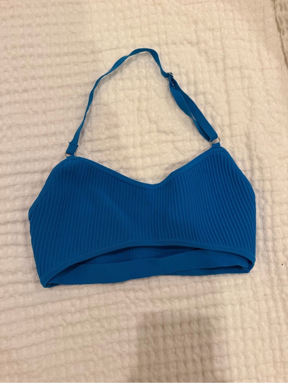 Forever 21 Bright Blue Ribbed Halter Swim Top